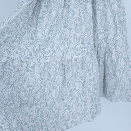 by ANTHROPOLOGIE Somerset Maxi Dress Blue Printed Popover Long Sleeve Women's XS
