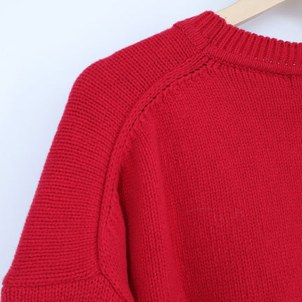 Zara Wool Pullover Sweater Red NWT Oversized Crew Neck Long Sleeve Women's L