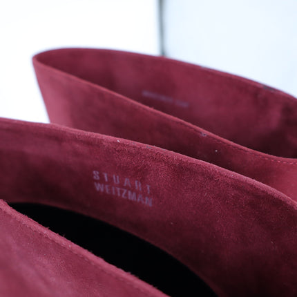 STUART WEITZMAN Back Talk Suede Knee High Boots Scarlet Red Gold Women's 5.5M