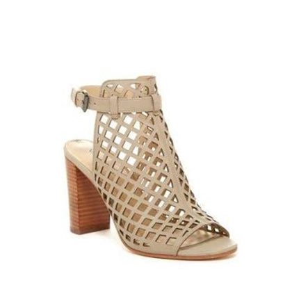 VIA SPIGA Lattice Heeled Sandals Taupe NWT Ankle Strap Peep Toe Women's 8