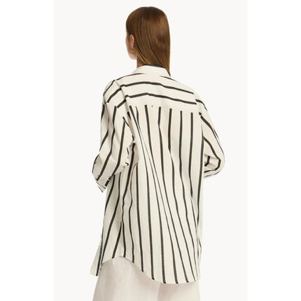 Sea Level Swim Corfu Stripe Shirt White Black Oversized Resortwear Women's XS