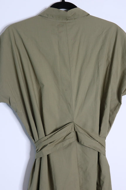 DEREK LAM NWT Mikala Belted Shirt Dress Oregano Green Short Sleeve Women's M