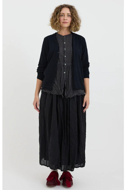 PAS DE CALAIS Cotton Linen Cardigan Navy Blue Long Sleeves Women's 38/US 4-6