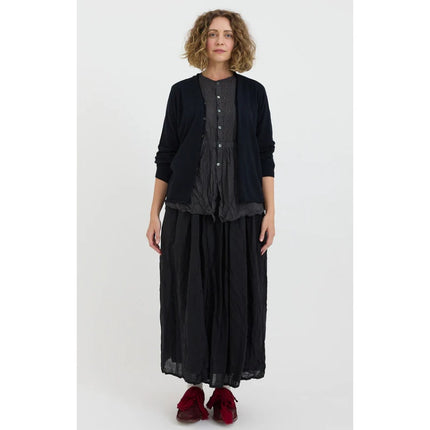 PAS DE CALAIS Cotton Linen Cardigan Navy Blue Long Sleeves Women's 38/US 4-6