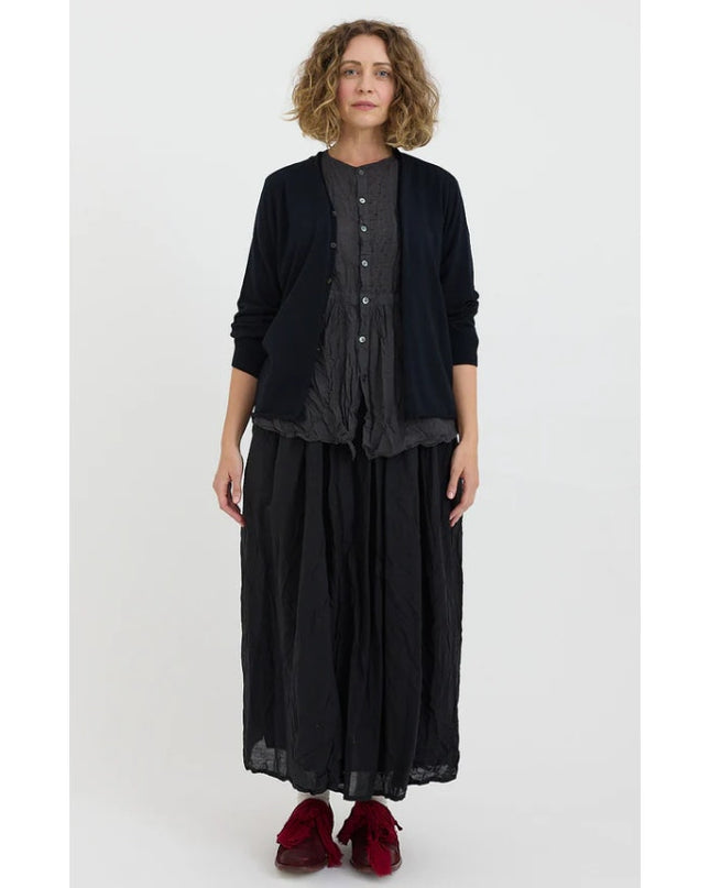 PAS DE CALAIS Cotton Linen Cardigan Navy Blue Long Sleeves Women's 38/US 4-6