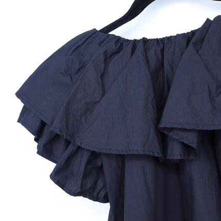 Mille Beja Ruffle Top Black Cotton Flutter Sleeve Blouse Women's XXS