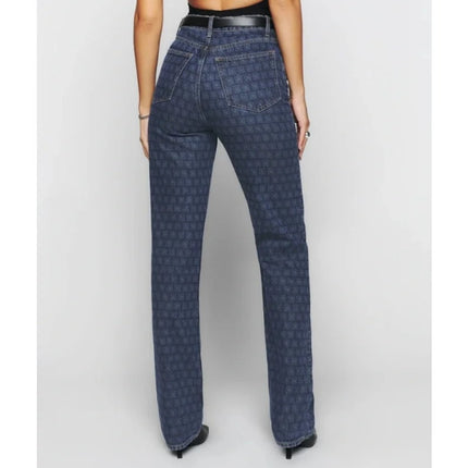 REFORMATION JEANS Cynthia Straight Long Jeans Disco Blue High Rise Women's 8