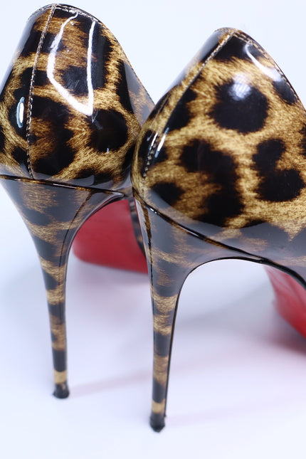 CHRISTIAN LOUBOUTIN Very Privé Leopard Platform Pumps Peep Toe Women IT 36/US 6