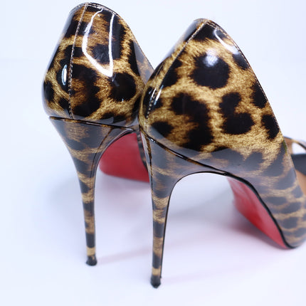 CHRISTIAN LOUBOUTIN Very Privé Leopard Platform Pumps Peep Toe Women IT 36/US 6