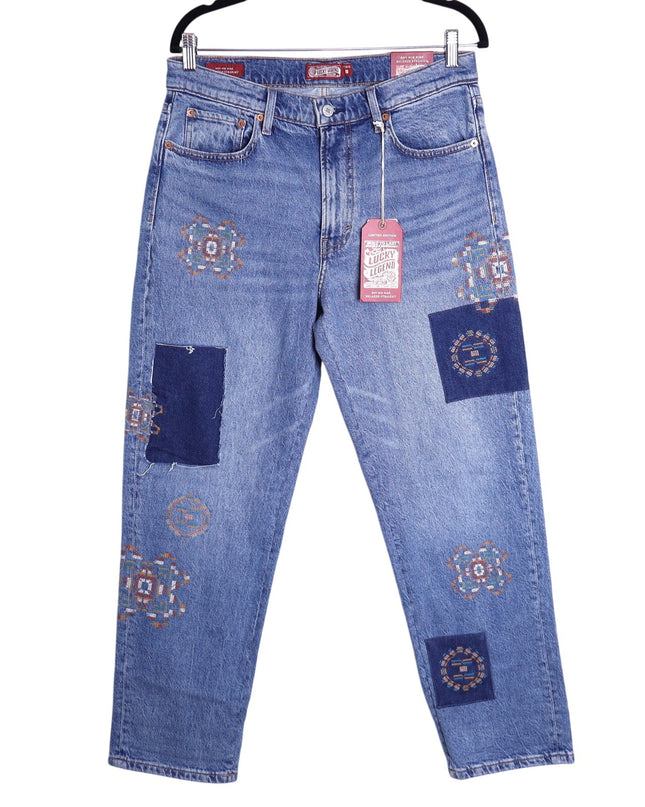 LUCKY NWT Legend Mid Rise Boy Jeans Blue Medium Wash Straight Leg Women's 10