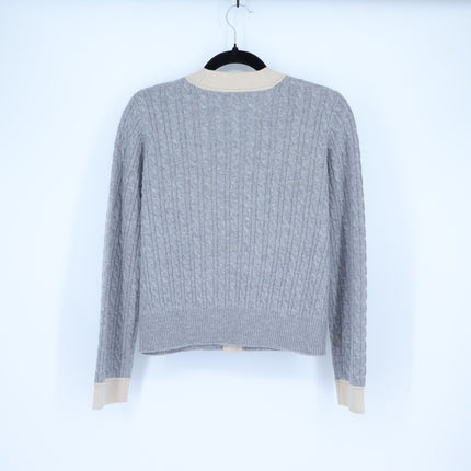 Sandro Jane Cable Knit Sweater Gray and Tan Cashmere Wool Women's 0/US XS