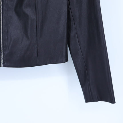 The Row Lambskin Leather Cropped Jacket Black Boxy Waist Cut Luxury Women's 6