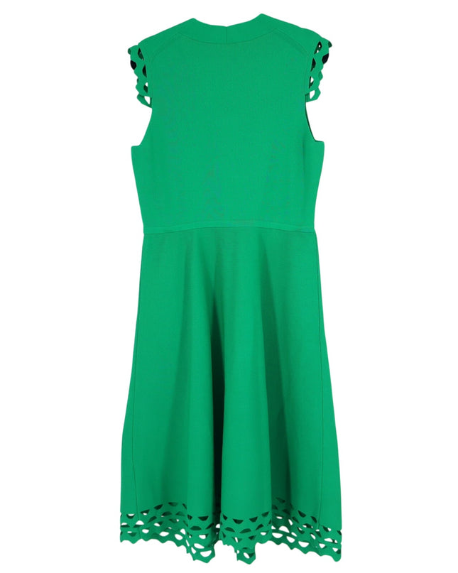 THE FOLD Vienna Sculpt Knit Midi Dress Emerald Green NWT Laser Cut Women's 10