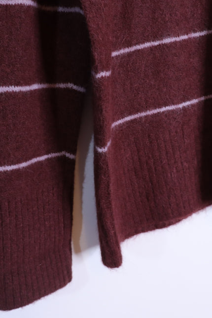 PISTOLA Ivy Pullover Sweater Terra Stripe Maroon Oversized Long Sleeve Women's S