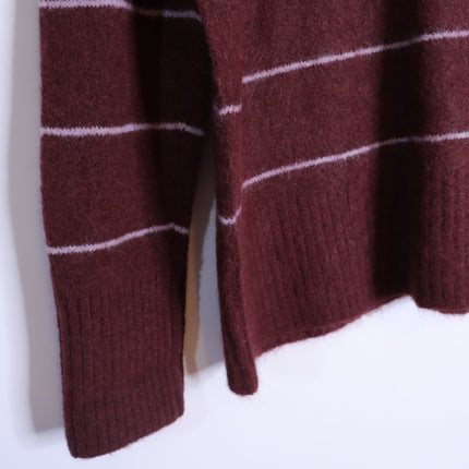 PISTOLA Ivy Pullover Sweater Terra Stripe Maroon Oversized Long Sleeve Women's S