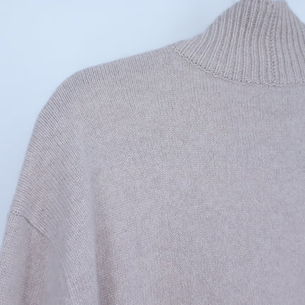 Vince Cashmere Double Slit Turtleneck Sweater Biscuit Beige Oversized Women's XS