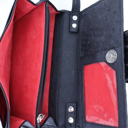 Karoo Classics Bundle of 2 Ostrich Shin Leather Crossbody Bag Black and Red