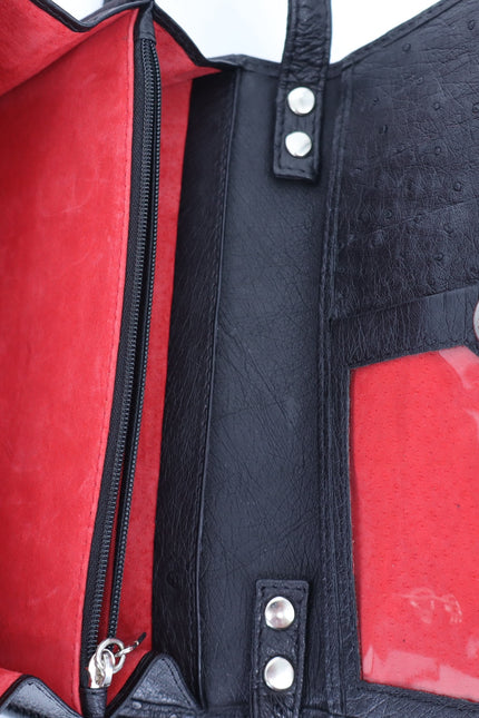Karoo Classics Bundle of 2 Ostrich Shin Leather Crossbody Bag Black and Red