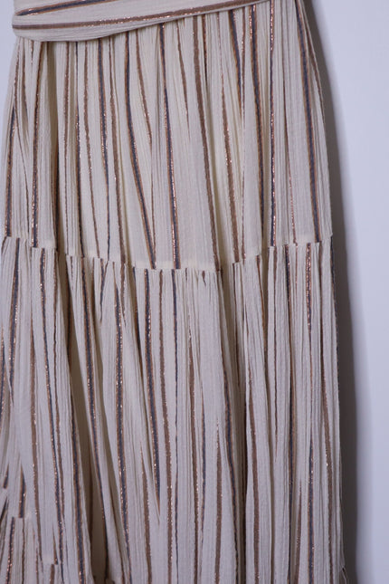 ULLA JOHNSON Lilliana Dress Cream Ruffled Sleeve Maxi Tiered Skirt Women's 2