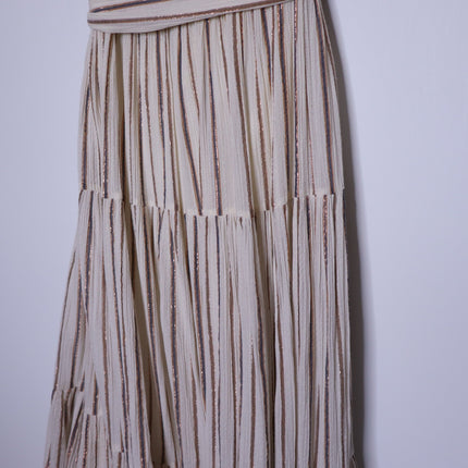 ULLA JOHNSON Lilliana Dress Cream Ruffled Sleeve Maxi Tiered Skirt Women's 2