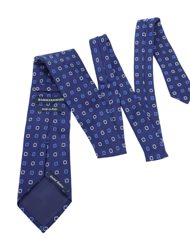 HAMMER MADE Multi Clover Silk Neck Tie Navy Blue Limited Edition Businesswear OS