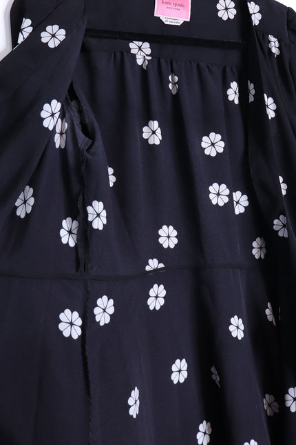 KATE SPADE Black Spade Clover Toss Belted Wrap Dress Long Sleeve Women's 10