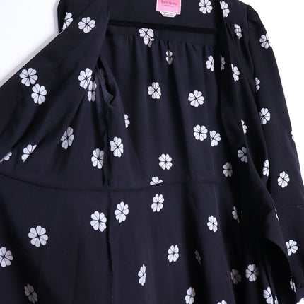 KATE SPADE Black Spade Clover Toss Belted Wrap Dress Long Sleeve Women's 10
