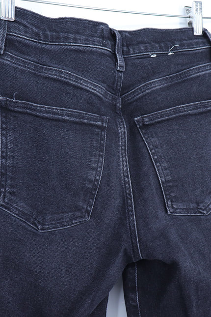 AGOLDE Harper Wide Leg Jeans Radius Black Mid Rise Zip Fly Women's 24