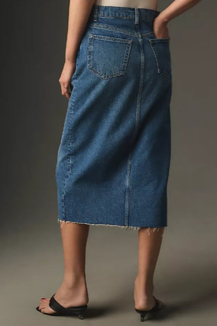REFORMATION JEANS Jagger Denim Midi Skirt Hemlock Classic Blue Women's 30