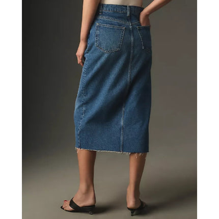 REFORMATION JEANS Jagger Denim Midi Skirt Hemlock Classic Blue Women's 30
