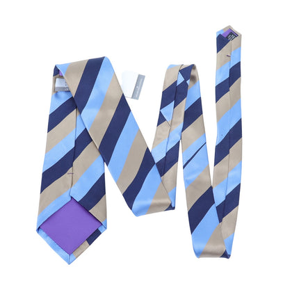KING BROTHERS Diagonal Stripe Neck Tie NWT Blue and Gold Businesswear Formal OS