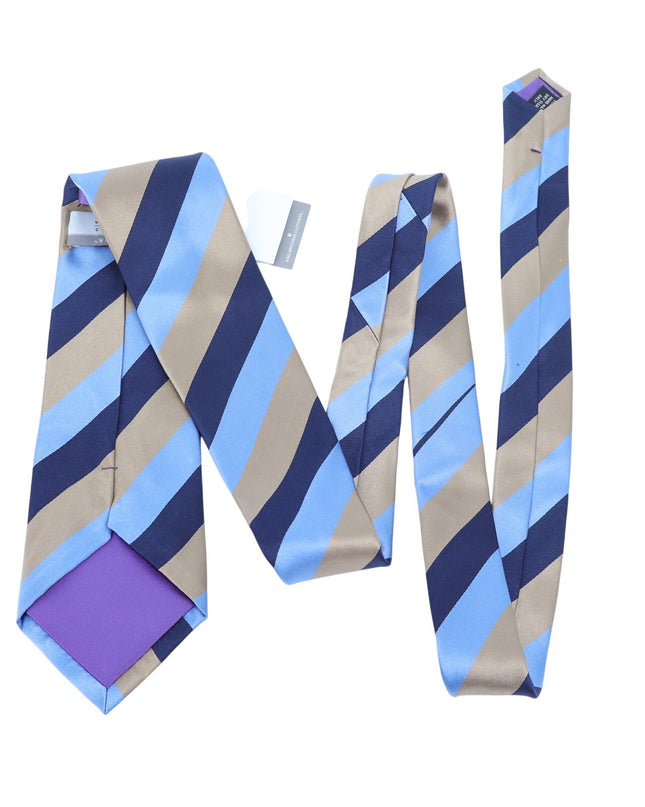 KING BROTHERS Diagonal Stripe Neck Tie NWT Blue and Gold Businesswear Formal OS