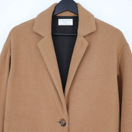 Z Supply Mason Knit Coat Camel One Button Midi Long Sleeve Jacket Women's XS