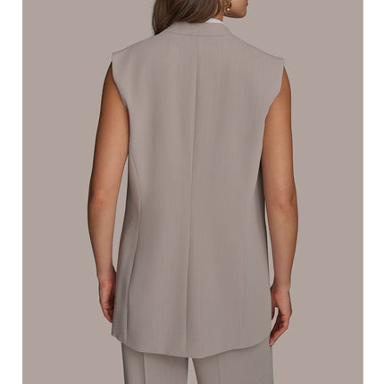 DONNA KARAN NWT Pinstripe Double Breasted Vest Cobblestone Cream Women's 10P