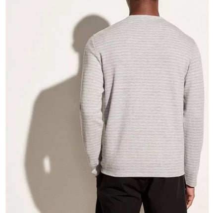 Vince Feeder Stripe Knit Top Gray Long Sleeve Crew Neck Pullover Men's XL