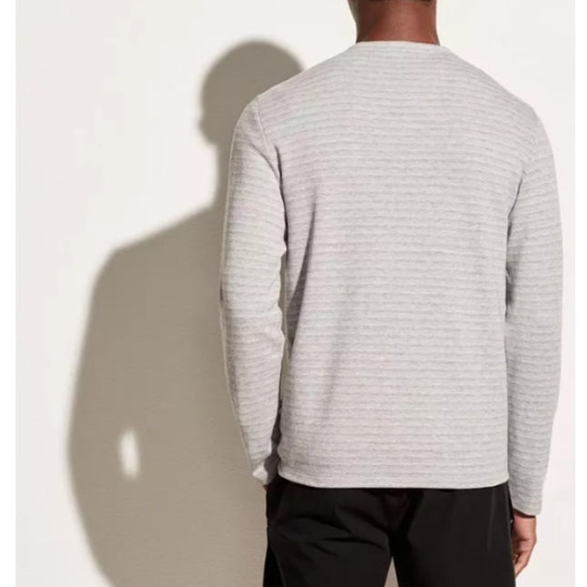 Vince Feeder Stripe Knit Top Gray Long Sleeve Crew Neck Pullover Men's XL