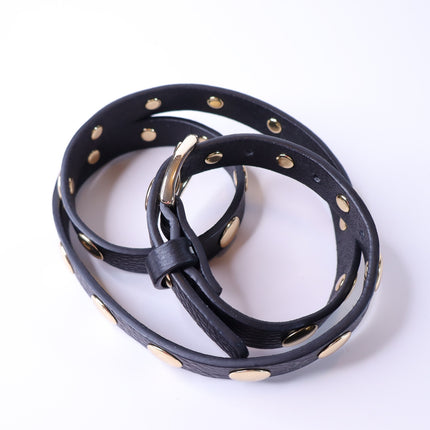 EVEREVE Skinny Lennox Studded Belt Black and Gold Women's XS/S