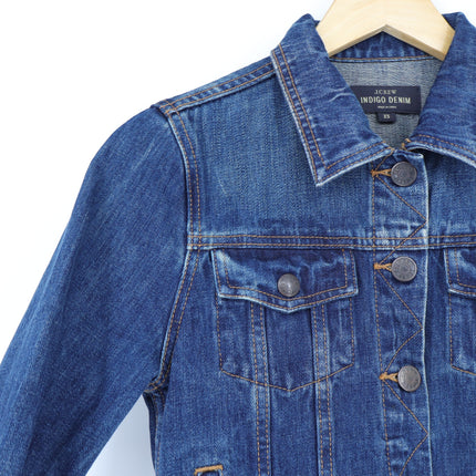 J. Crew Indigo Denim Jacket Tyler Blue Wash Button Front Long Sleeve Women's XS