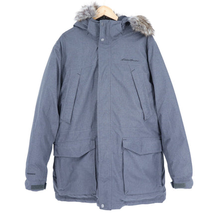 Eddie Bauer Superior Down Stadium Coat Grey Weatheredge Hooded Parka Men's XXL