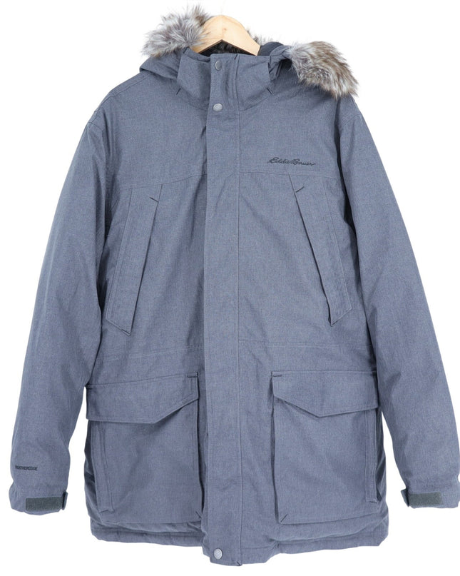 Eddie Bauer Superior Down Stadium Coat Grey Weatheredge Hooded Parka Men's XXL