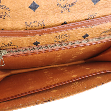 MCM Vintage Visetos Envelope Monogram Crossbody Bag Cognac and Black