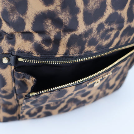 Michael Kors Kelsey Leopard Nylon Backpack Padded Multi Pocket Zip Around