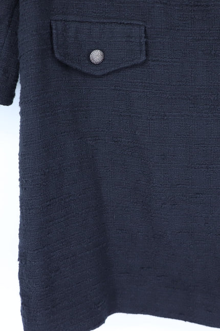 BA&SH Auxane Dress Black NWT Tweed Long Sleeve Button Back Mini Women's 4/US XL