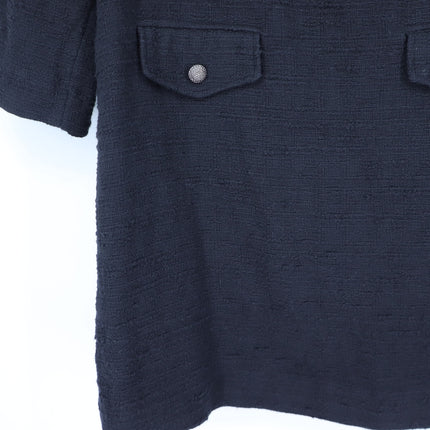 BA&SH Auxane Dress Black NWT Tweed Long Sleeve Button Back Mini Women's 4/US XL