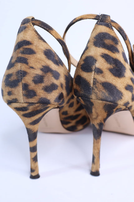 MARION PARKE Muse Leopard Pumps Brown Ankle Strap Pointed Toe Women's 35.5US/5.5