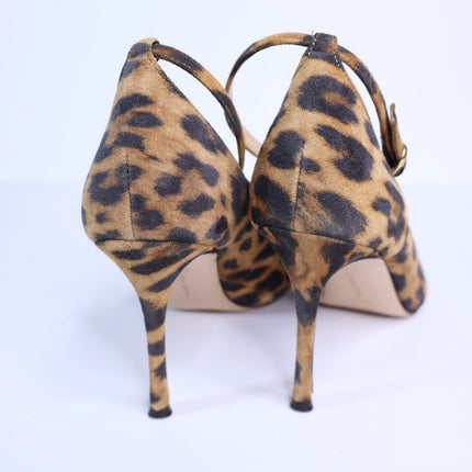 MARION PARKE Muse Leopard Pumps Brown Ankle Strap Pointed Toe Women's 35.5US/5.5
