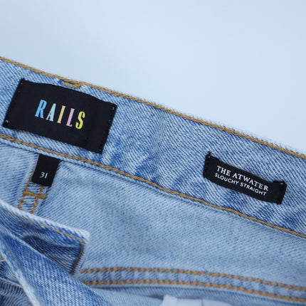 RAILS The Atwater Slouchy Straight Jeans Faded Blue Distressed NWT Women's 31