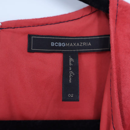 BCBGMAXAZRIA Gilli Mini Dress Pomegranate Microsuede Sleeveless Women's 2