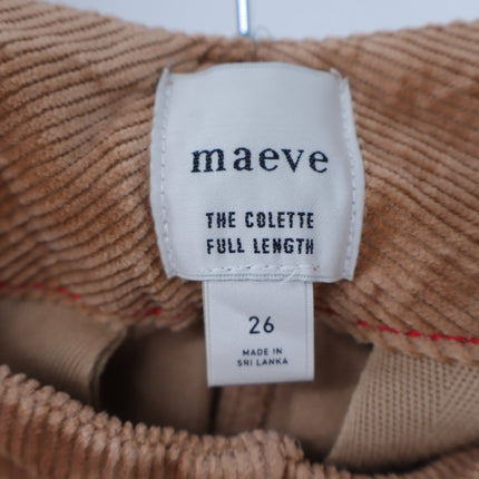 Maeve The Colette Corduroy Trousers Gold Wide Leg Full Length Pants Women's 26
