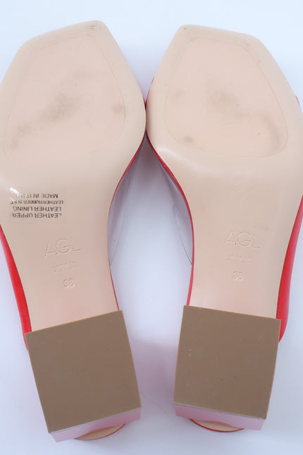 AGL Angie Leather Slide Red Heeled Sandals Art To Wear Women's 38/US 8